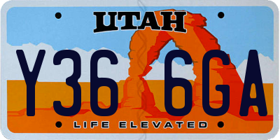 UT license plate Y366GA