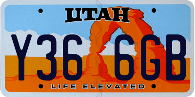UT license plate Y366GB