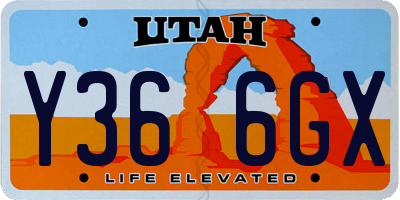 UT license plate Y366GX