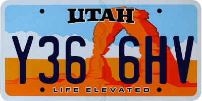 UT license plate Y366HV