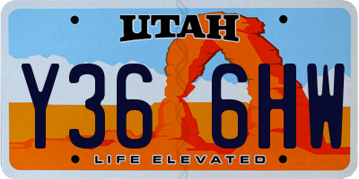 UT license plate Y366HW