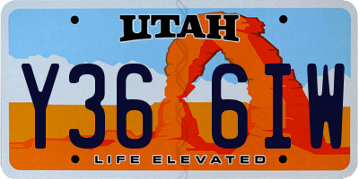 UT license plate Y366IW
