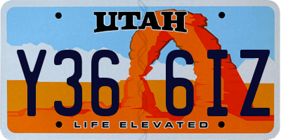 UT license plate Y366IZ