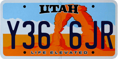 UT license plate Y366JR