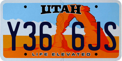 UT license plate Y366JS