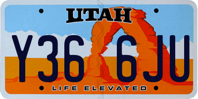 UT license plate Y366JU
