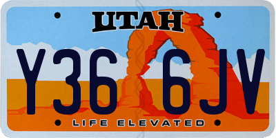 UT license plate Y366JV
