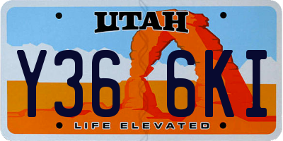 UT license plate Y366KI