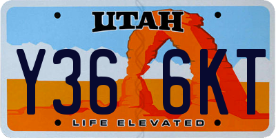 UT license plate Y366KT