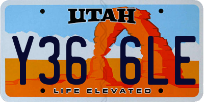 UT license plate Y366LE