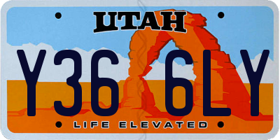 UT license plate Y366LY