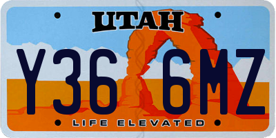 UT license plate Y366MZ