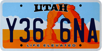 UT license plate Y366NA