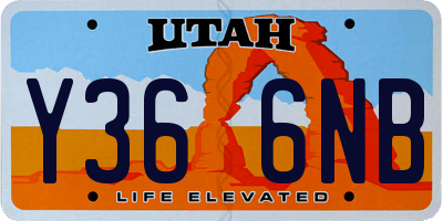 UT license plate Y366NB