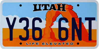 UT license plate Y366NT
