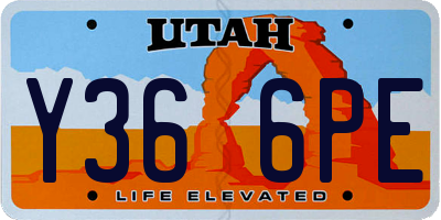 UT license plate Y366PE