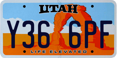 UT license plate Y366PF
