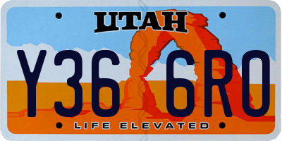 UT license plate Y366RO