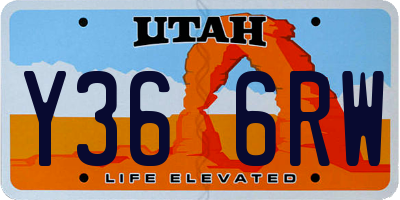 UT license plate Y366RW