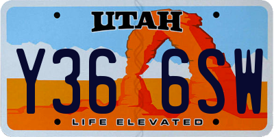 UT license plate Y366SW