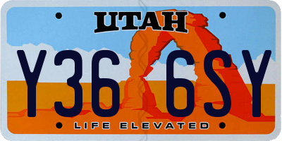 UT license plate Y366SY
