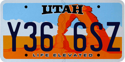 UT license plate Y366SZ