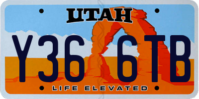 UT license plate Y366TB