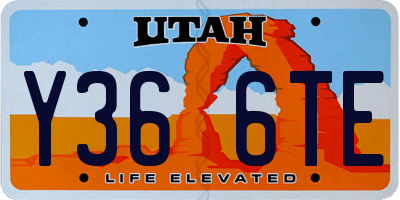 UT license plate Y366TE