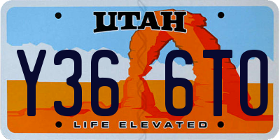 UT license plate Y366TO