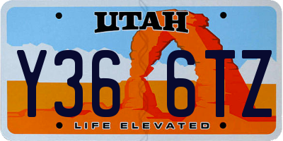 UT license plate Y366TZ