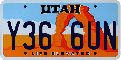 UT license plate Y366UN