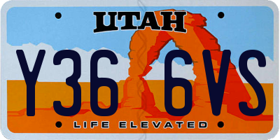 UT license plate Y366VS