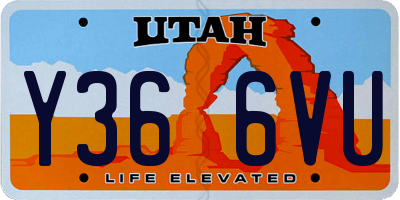 UT license plate Y366VU