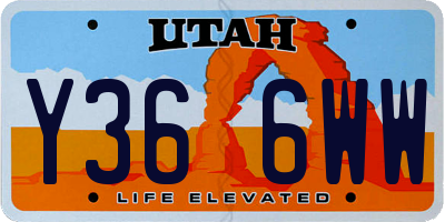 UT license plate Y366WW