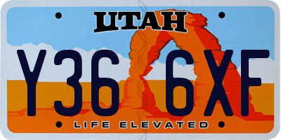 UT license plate Y366XF