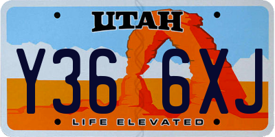 UT license plate Y366XJ