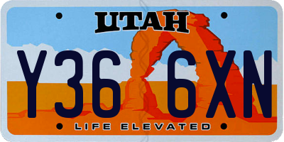 UT license plate Y366XN