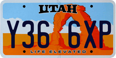 UT license plate Y366XP