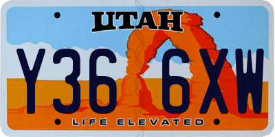 UT license plate Y366XW