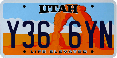UT license plate Y366YN