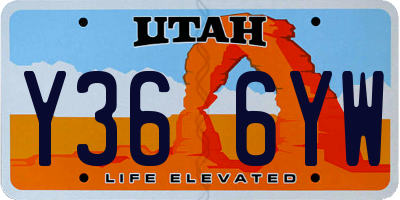 UT license plate Y366YW