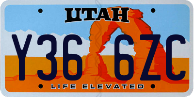 UT license plate Y366ZC