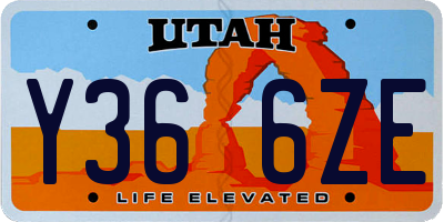 UT license plate Y366ZE