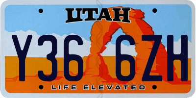 UT license plate Y366ZH