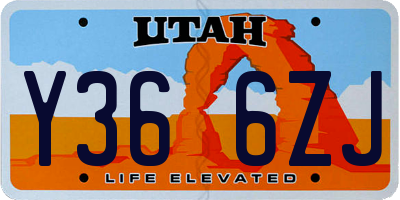 UT license plate Y366ZJ