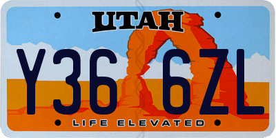 UT license plate Y366ZL