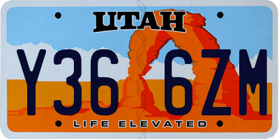 UT license plate Y366ZM