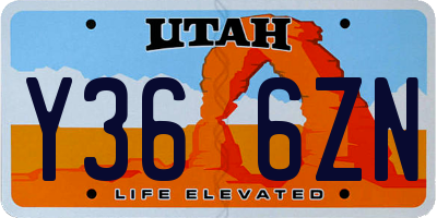 UT license plate Y366ZN