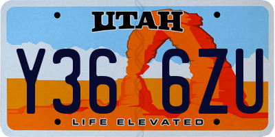 UT license plate Y366ZU
