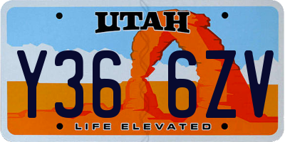 UT license plate Y366ZV